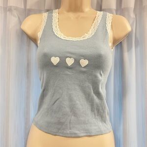 Brandy Melville Light Blue Lace Trim Tank